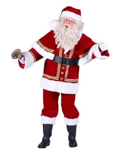 Costume Complet Père Noël Adulte 5 Pièces - Polyester, Capuche, Pour Fêtes Et Déguisements